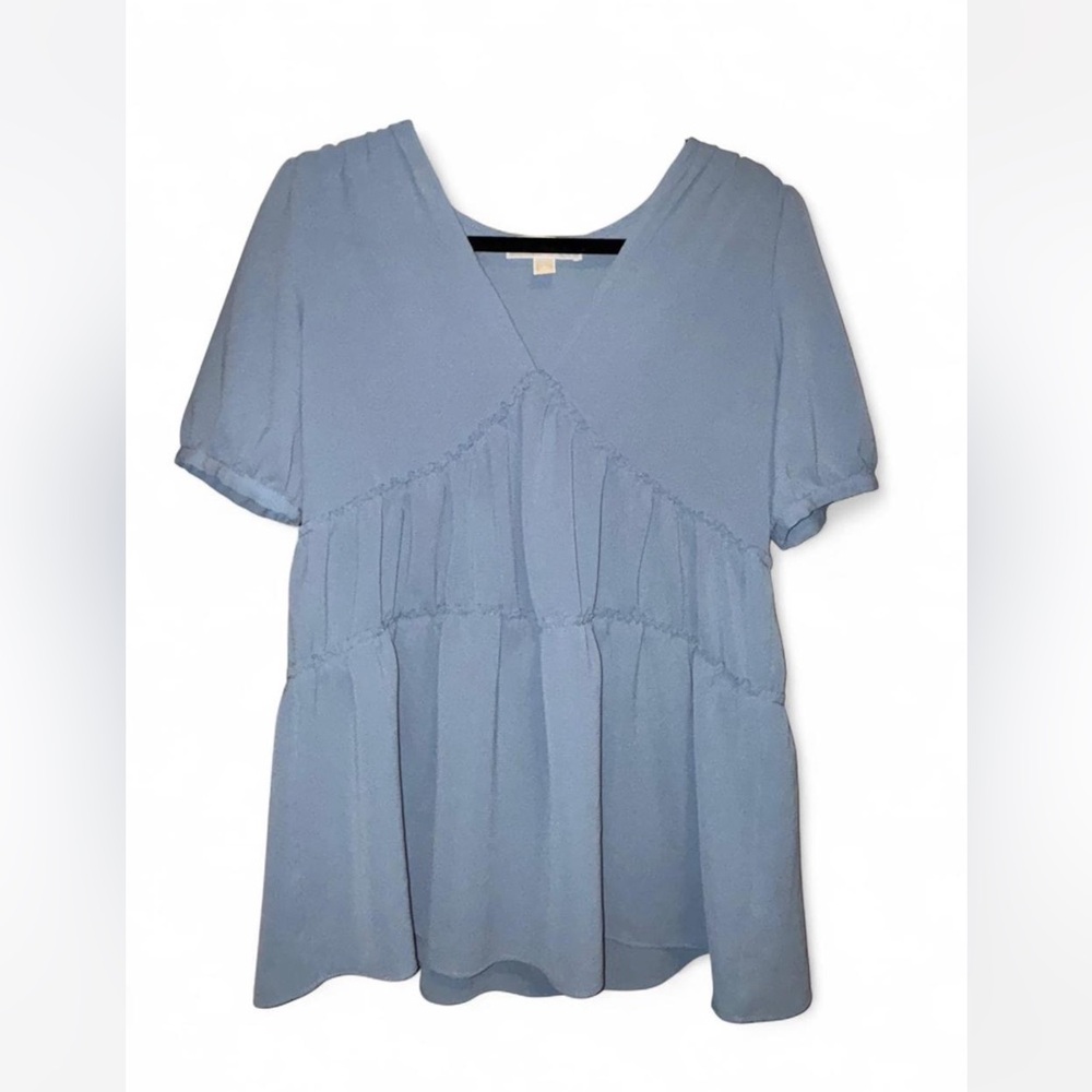 Michael Kors Blue V-Neck Top